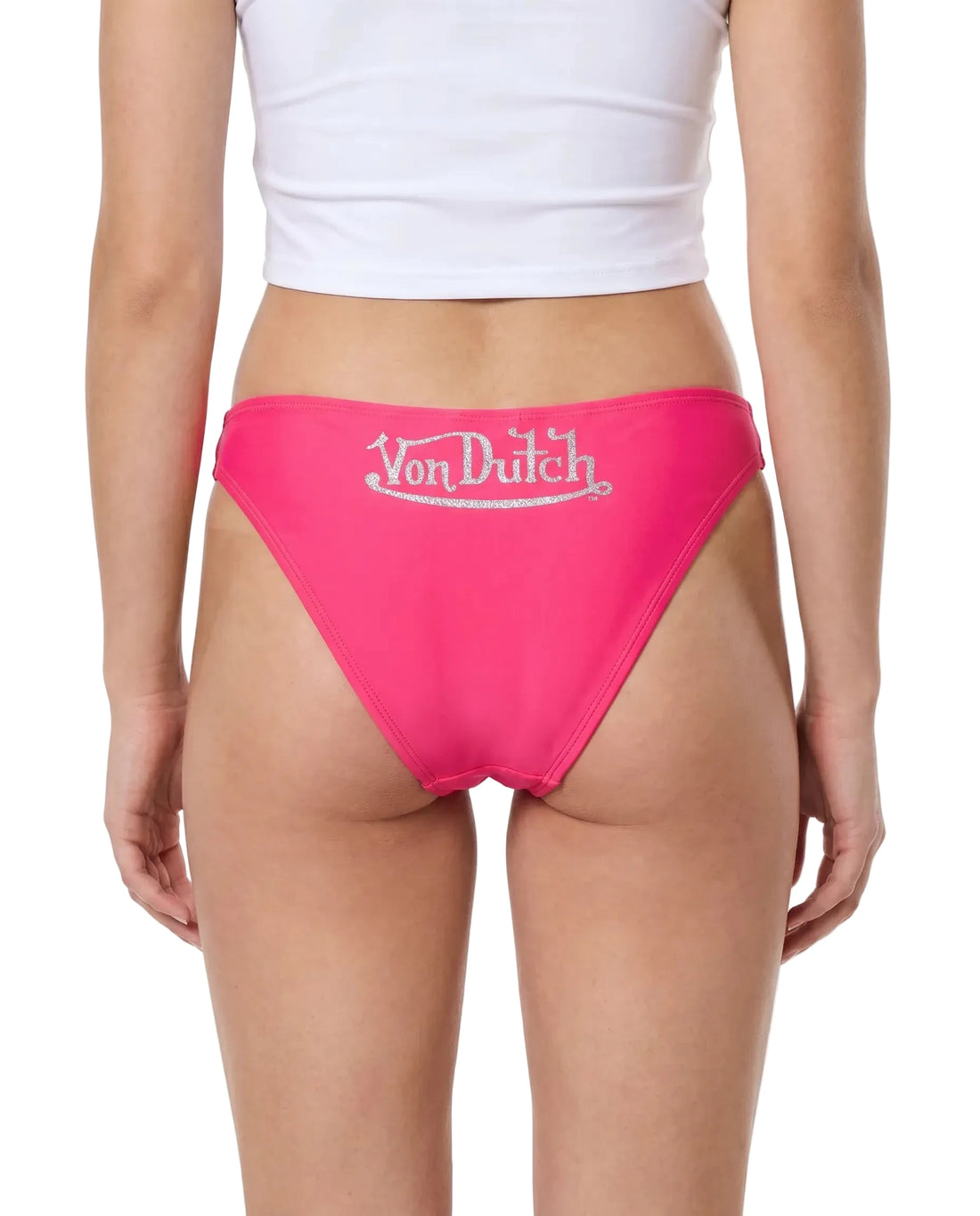 Rhinestone Classic High-Cut Bikini Bottoms - Hot Pink — image 2