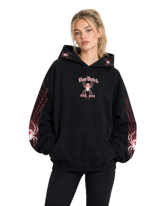 SPIDER CREST HOODIE - BLACK & RED