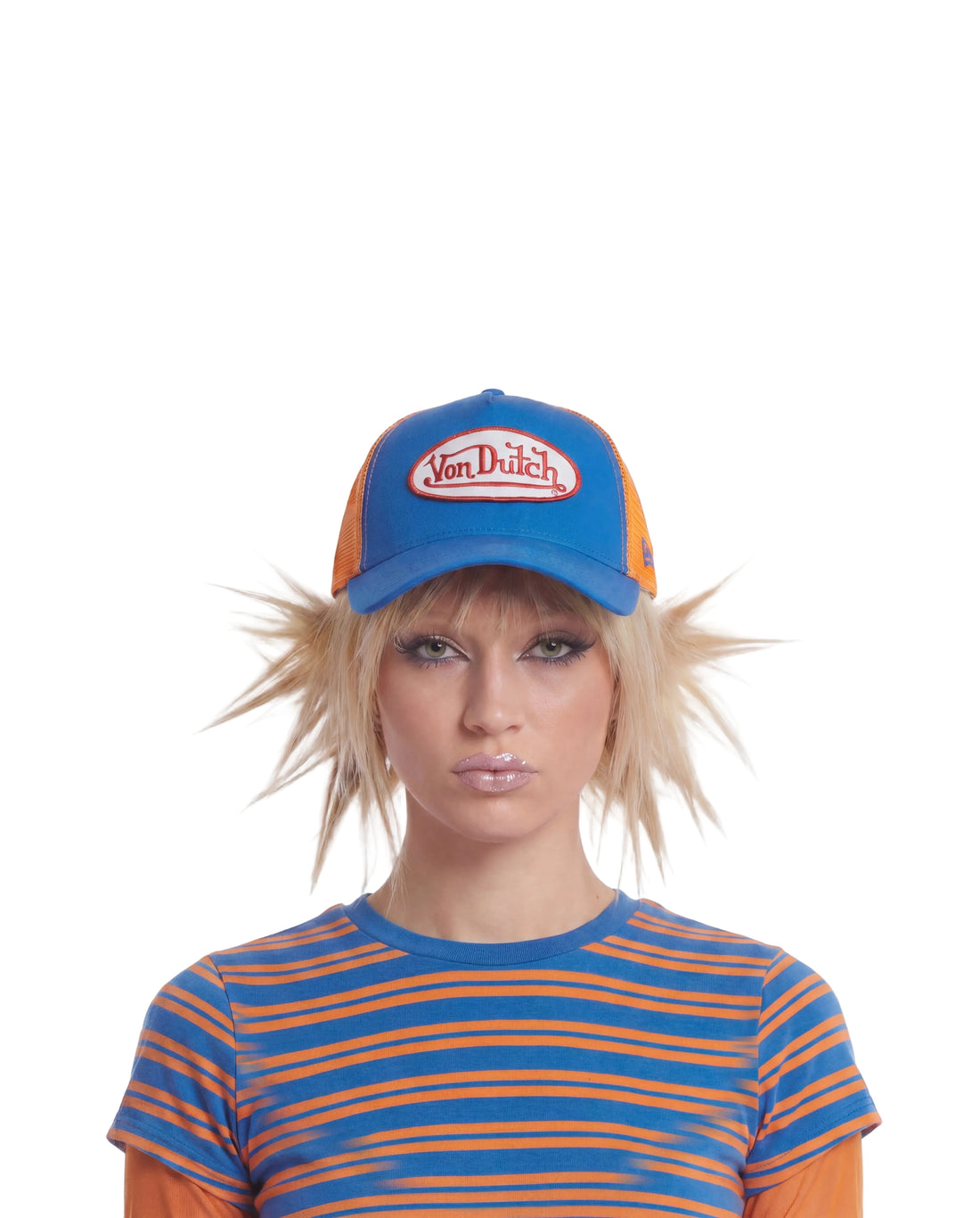 Suede Trucker Hat - Blue and Orange