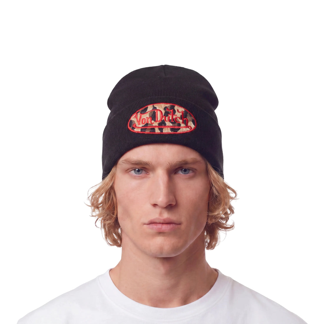 Red Leopard Patch Beanie