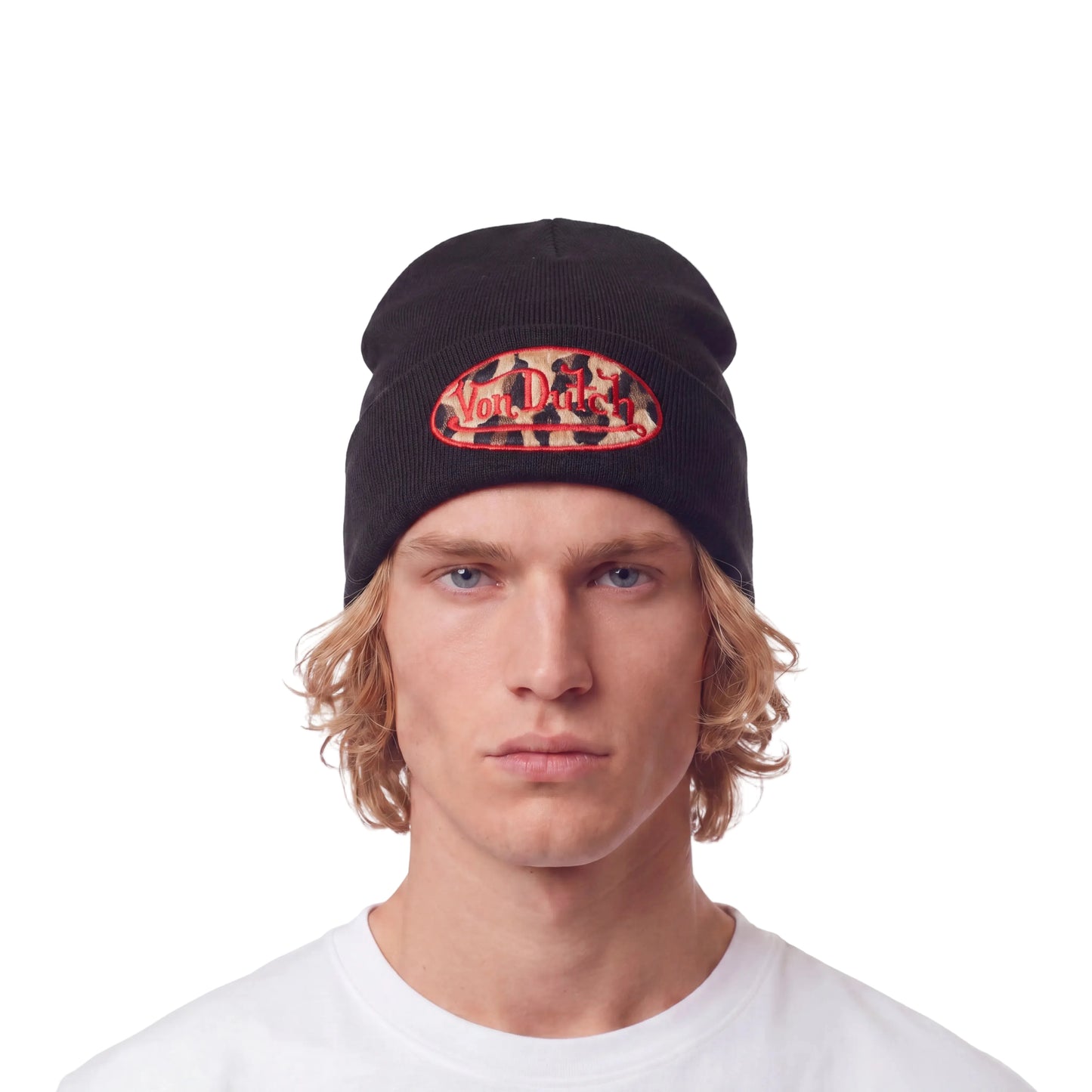Red Leopard Patch Beanie