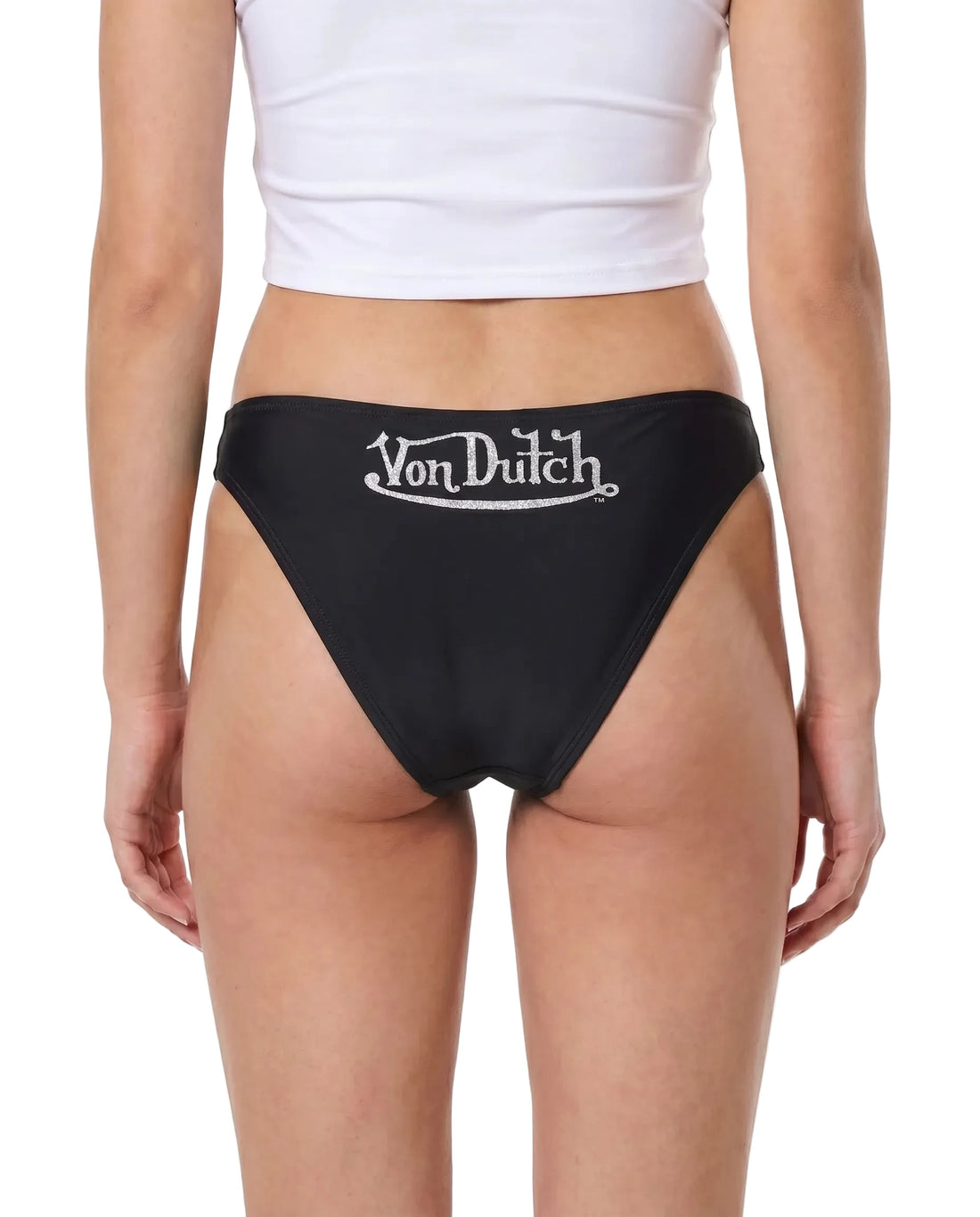 Rhinestone Classic High-Cut Bikini Bottoms - Black — image 2