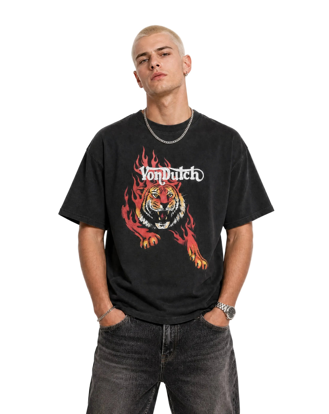 Rhinestone Tiger Tee - Black