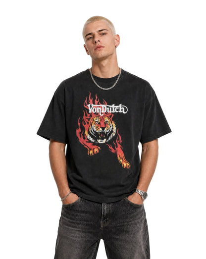 Rhinestone Tiger Tee - Black