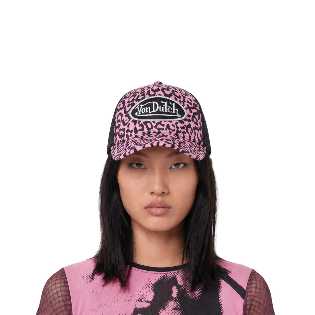 Light Pink Cheetah Velvet Trucker Hat