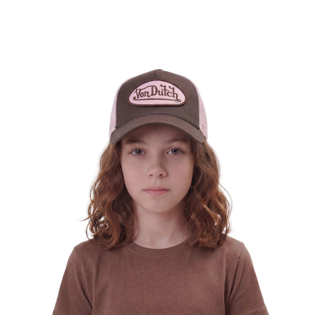 Kids Classic Trucker Hat - Brown & Pink — image 2