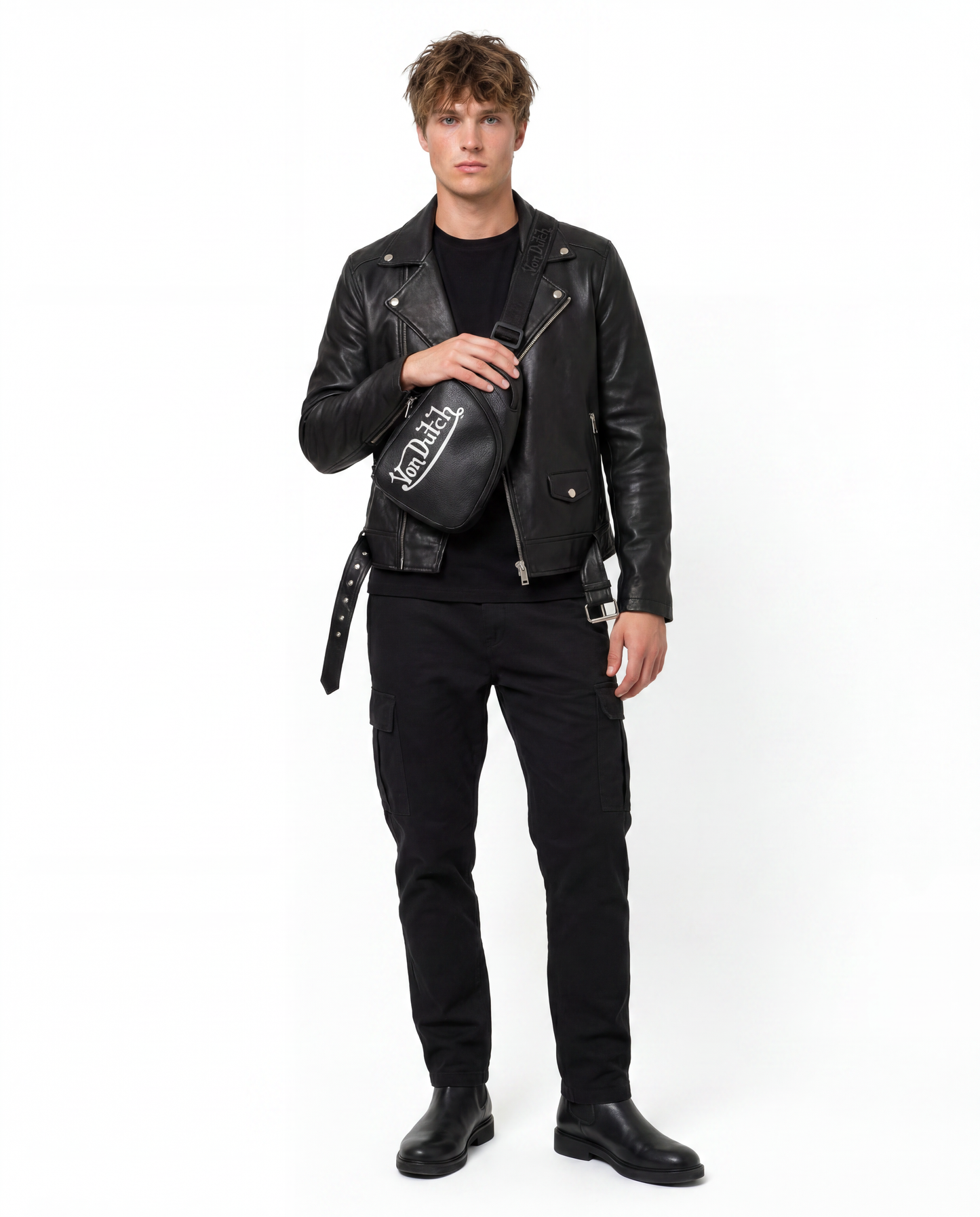 Men's Sling Bag - Black and White