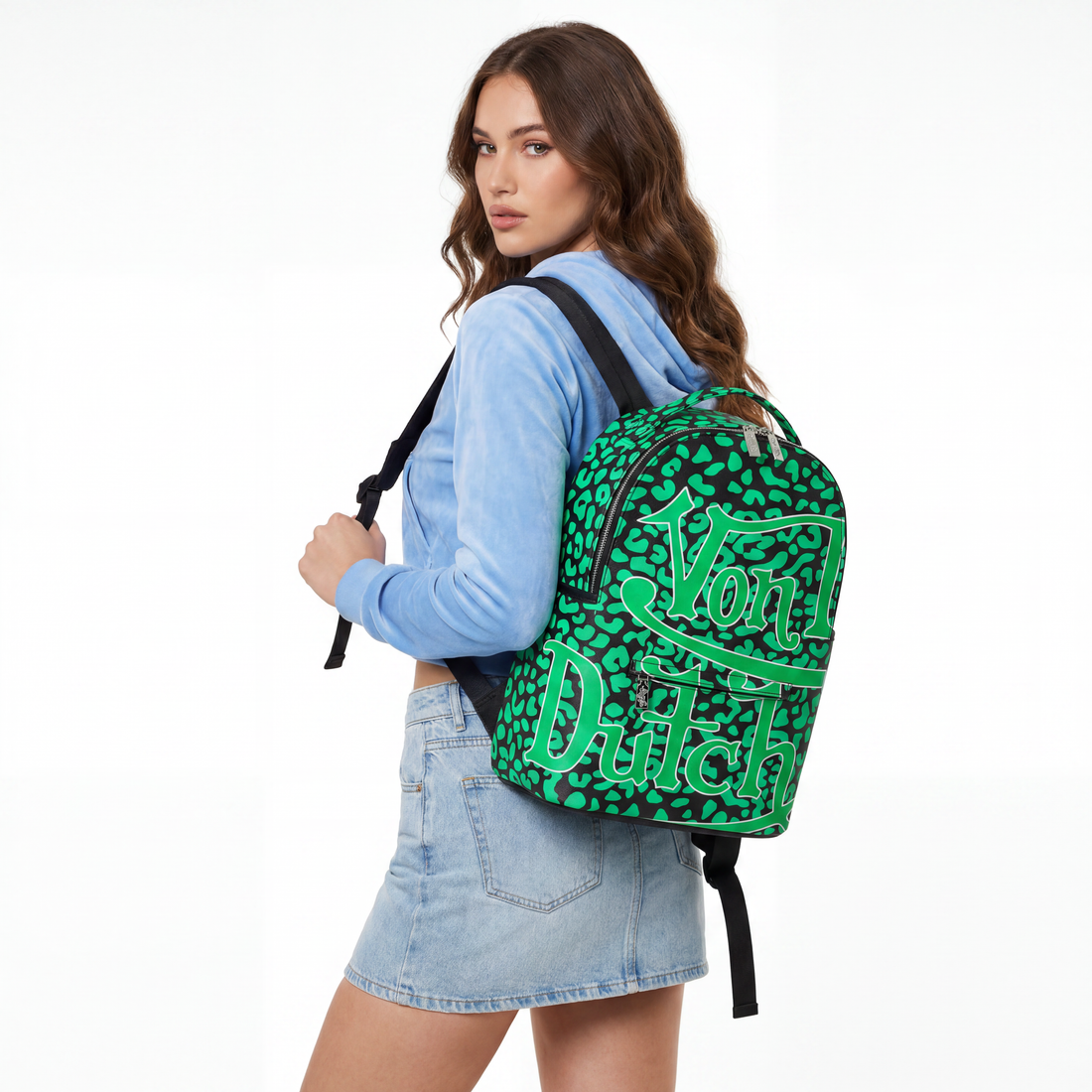 Medium Sized Green Cheetah Backpack