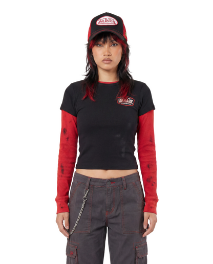 Suede Trucker Hat - Black and Red Mesh