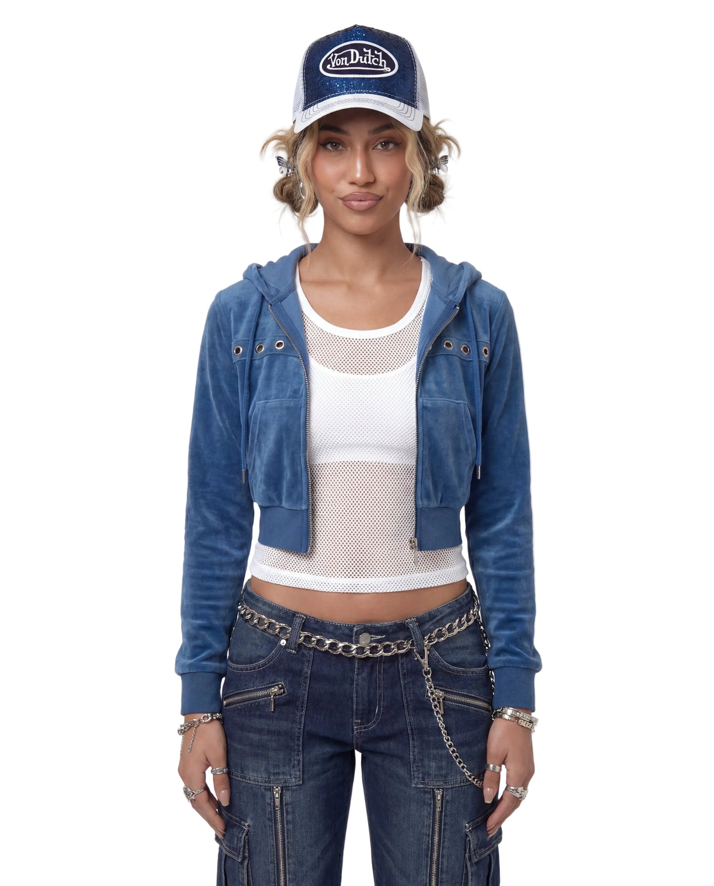 Navy Glitter Trucker