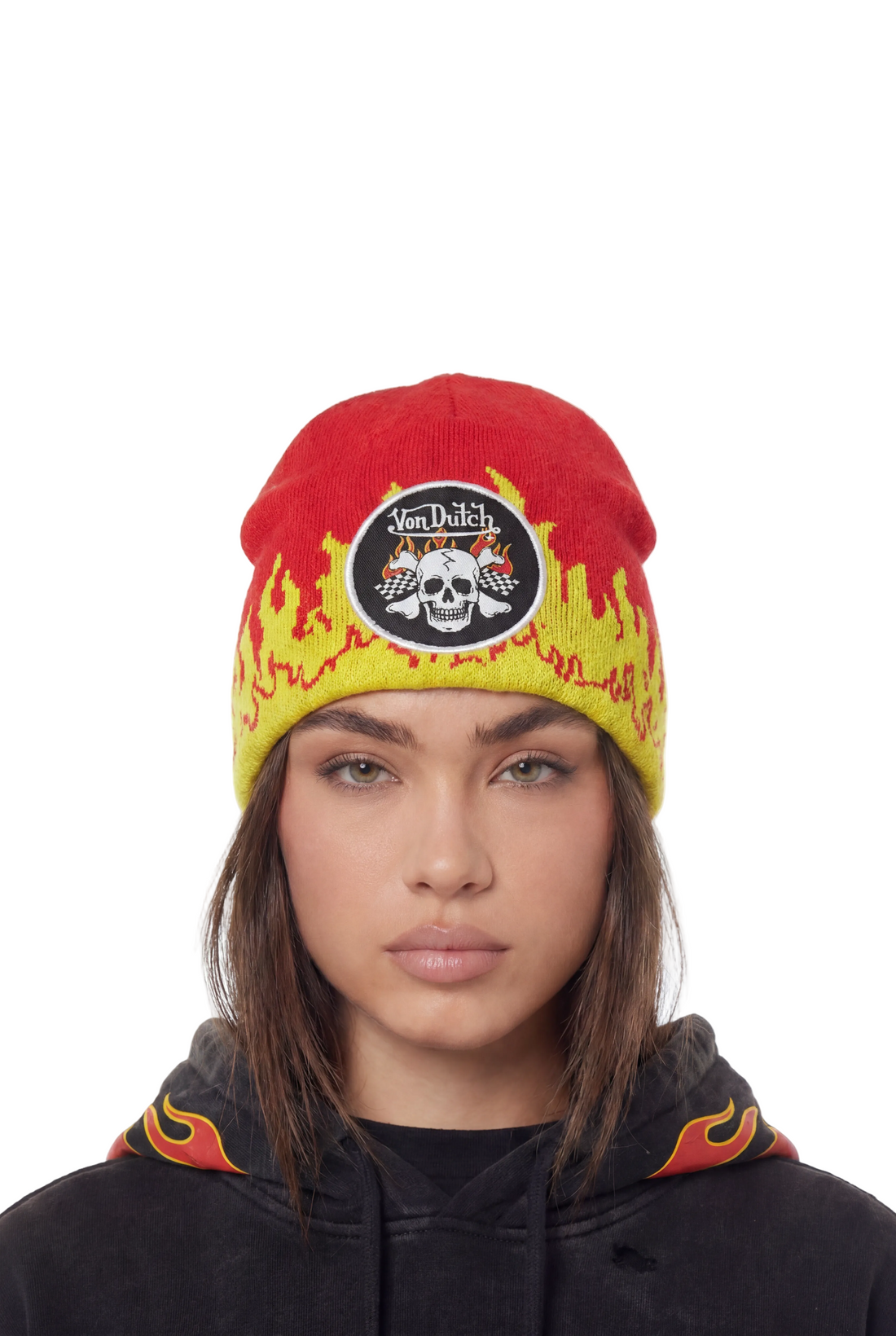 Road Reaper Flame Beanie - Red