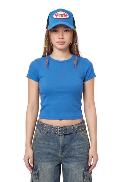 Electric Blue Velvet Trucker Hat