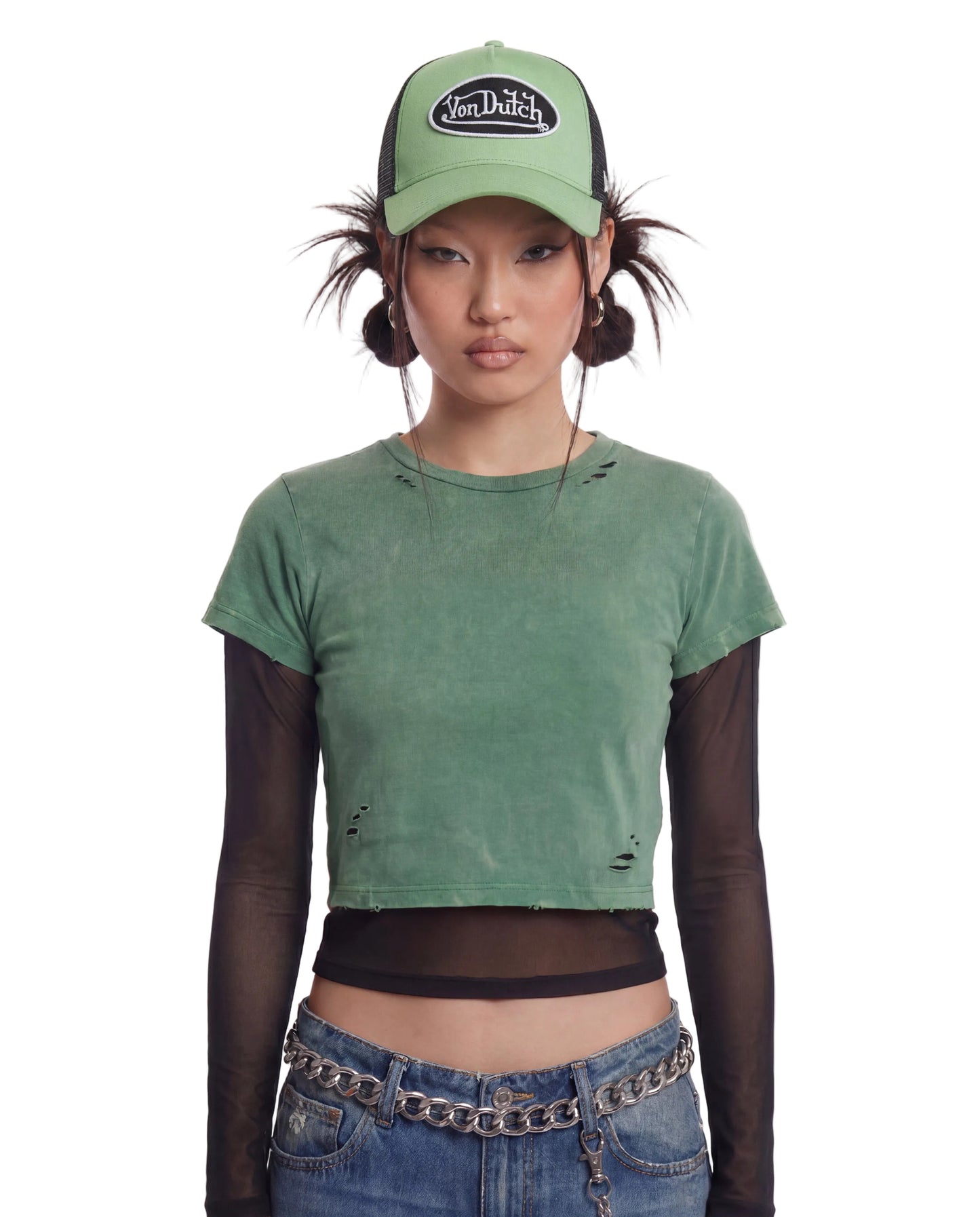 Suede Trucker Hat - Green and Black
