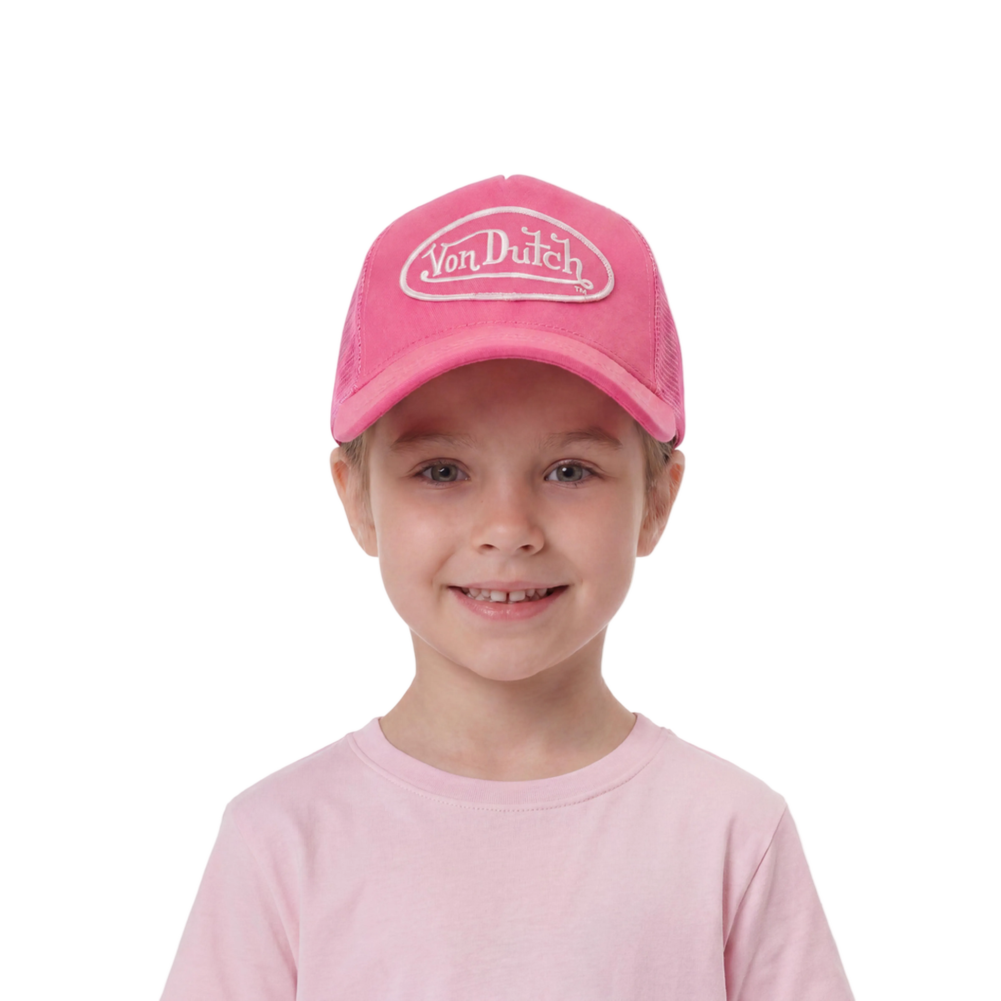 Kids Velvet Trucker Hat - Hot Pink Crush | Von Dutch