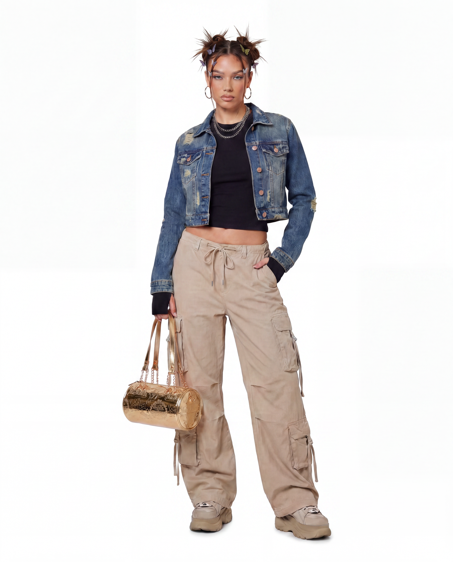 Barrel Bag - All Over Print Rose Gold Metallic