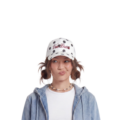 Polka Dot Velour Rhinestone Trucker Hat
