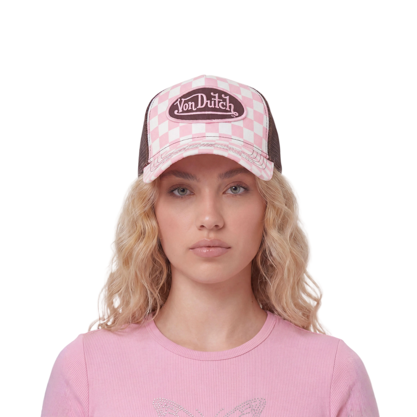 Pink Checker Trucker Hat