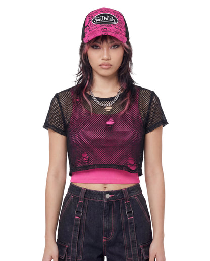 Logo Stamp Trucker Hat - Pink and Black