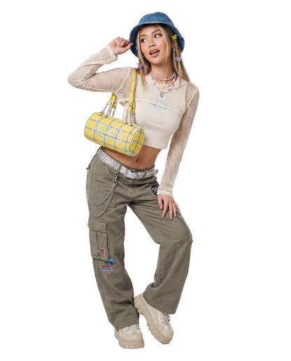 Barrel Bag - Yellow Plaid