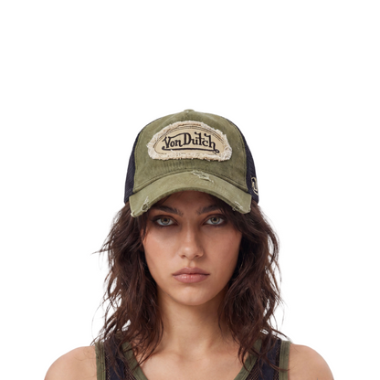 Vintage Green Von Denim Trucker Hat