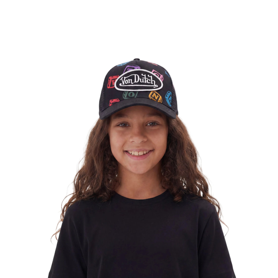 Kids Classic Trucker Hat - Black Blocks — image 2