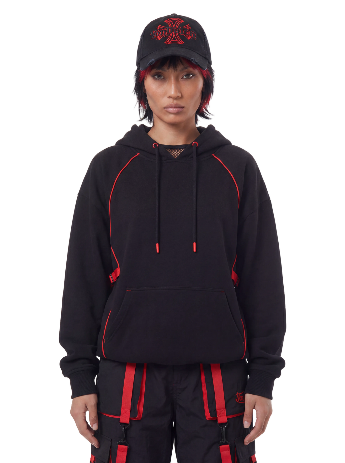 MotoCross Strapback Hat - Black & Red