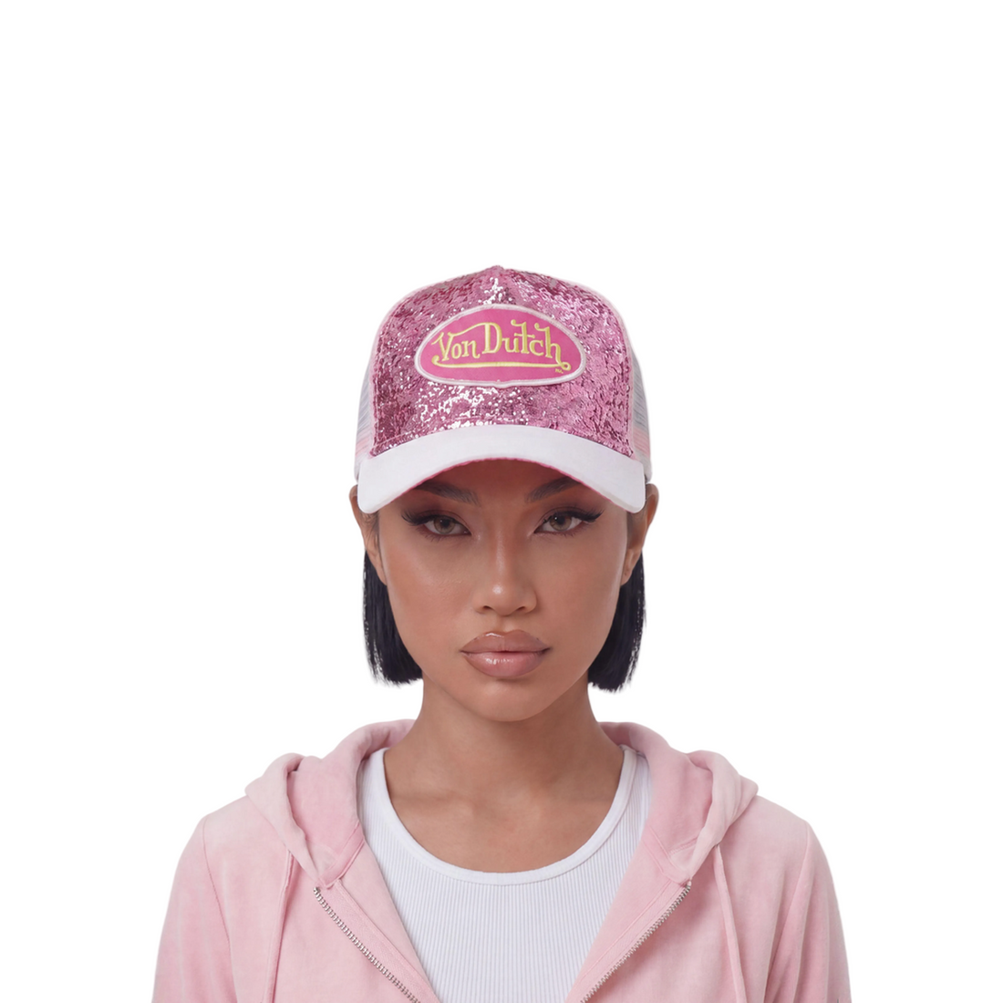 Light Pink Glitter Trucker