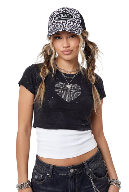 White and Black Cheetah Velvet Trucker Hat
