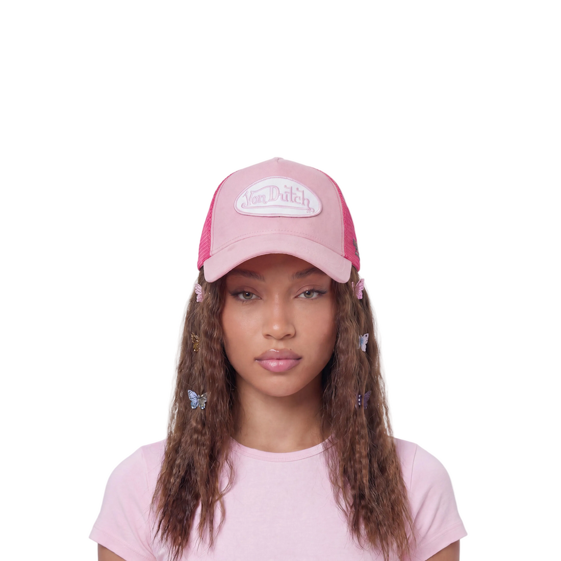 Suede Trucker Hat - Pink