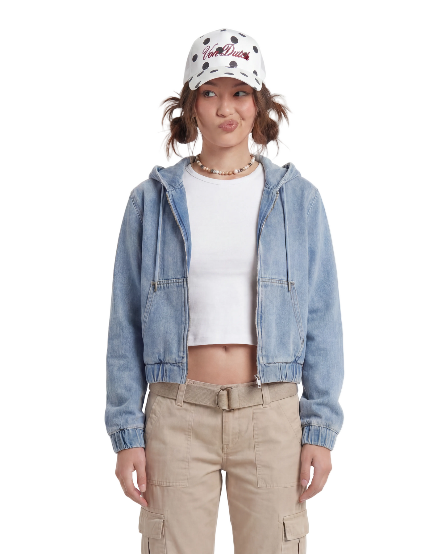 Polka Dot Velour Rhinestone Trucker Hat