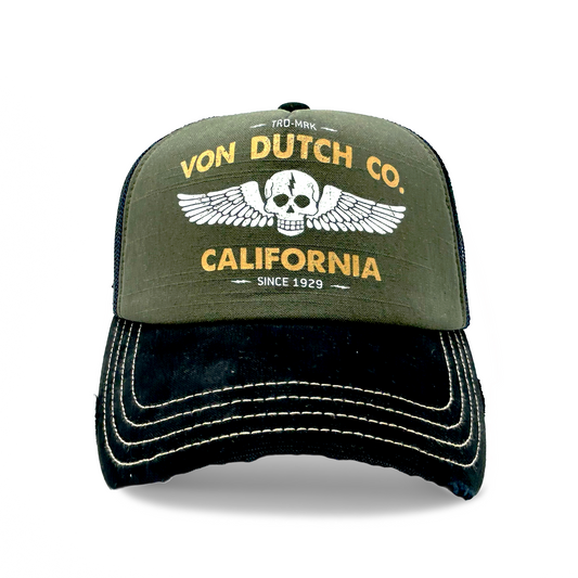Green Von Dutch Co. CREW Distressed Trucker Hat