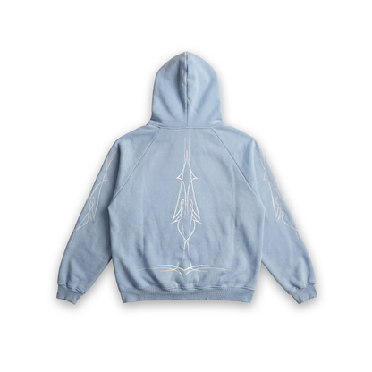 SUMMER BLUES DISTRESSED HOODIE - VD x HARDFEST