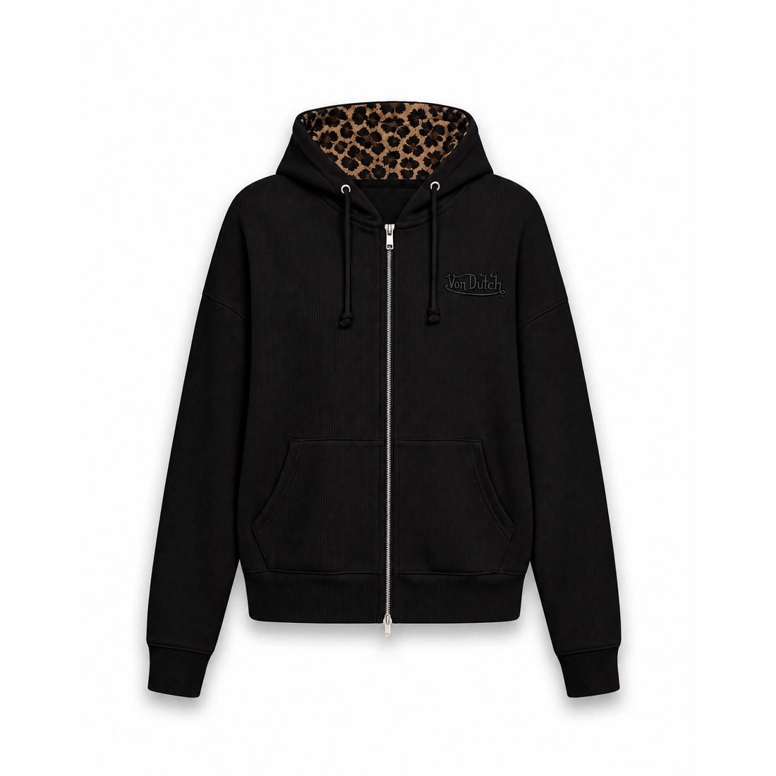 BLACK - REMI WAFFLE HOODIE — image 1