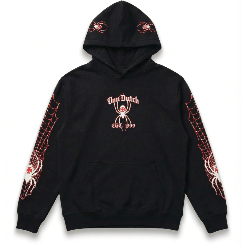 SPIDER CREST HOODIE - BLACK & RED