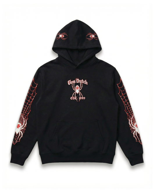 SPIDER CREST HOODIE - BLACK & RED
