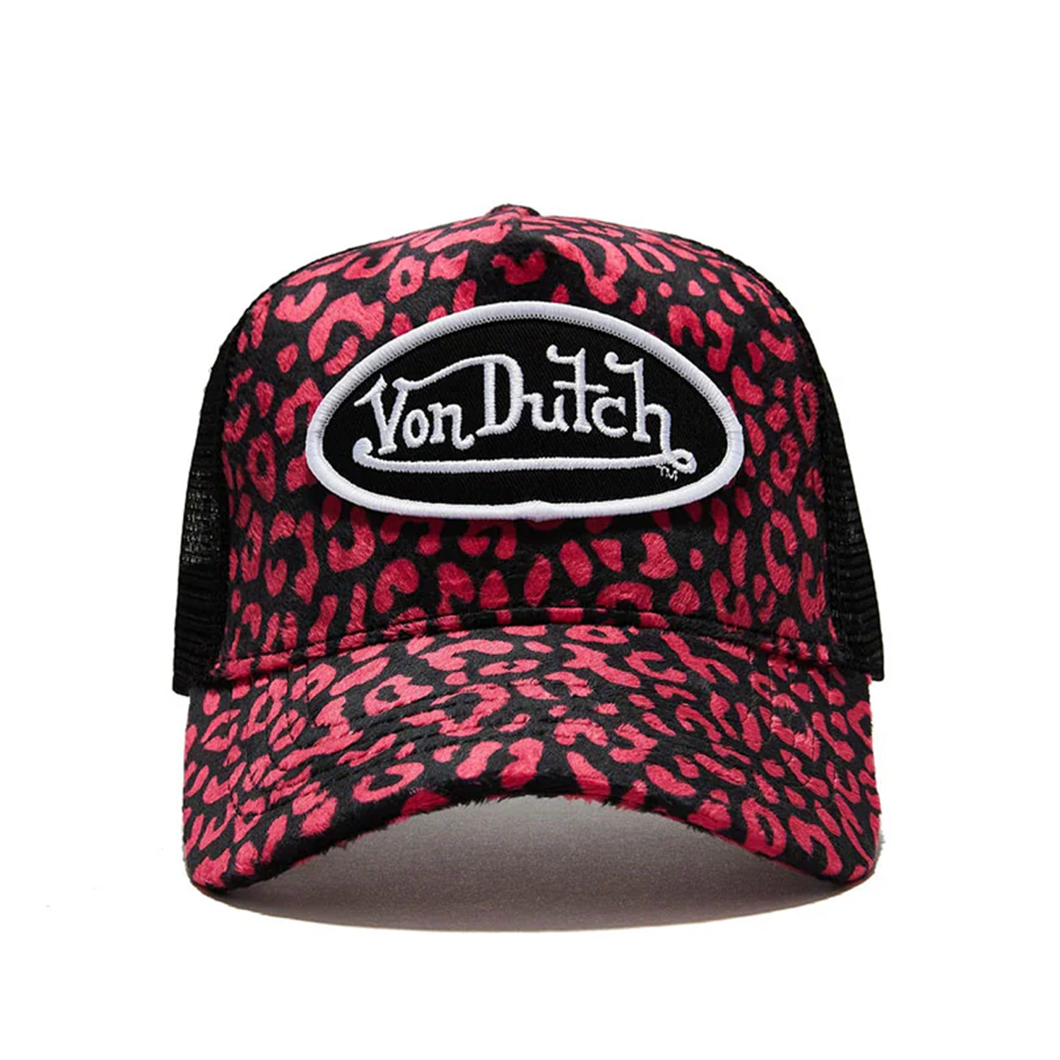 Von Dutch Hot Pink Cheetah Velvet Trucker Hat