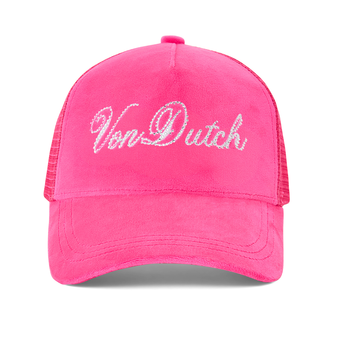 Hot Pink Velour Rhinestone Trucker Hat – Von Dutch Hot Pink Velour Rhinestone Trucker Hat – Von Dutch