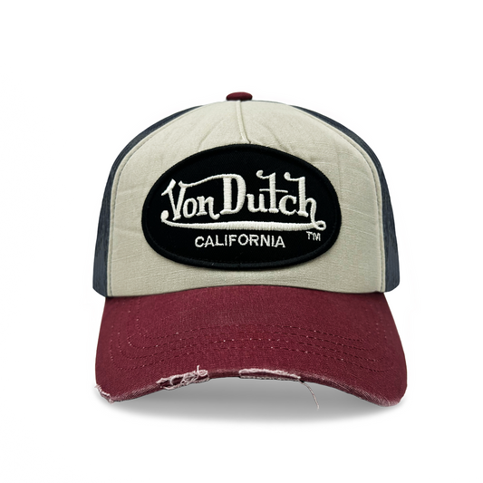 JACKBWR Navy & Red Distressed Strapback Hat