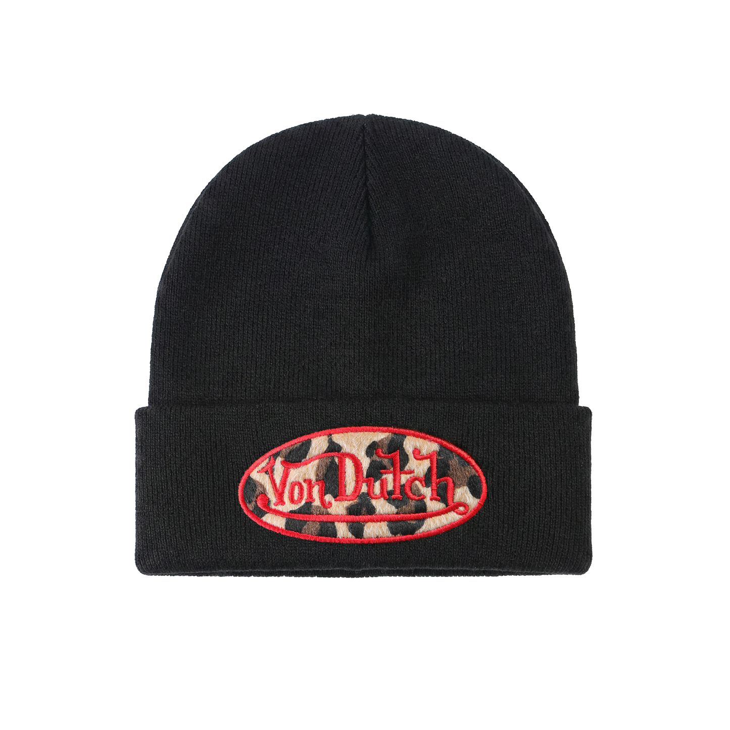 Red Leopard Patch Beanie