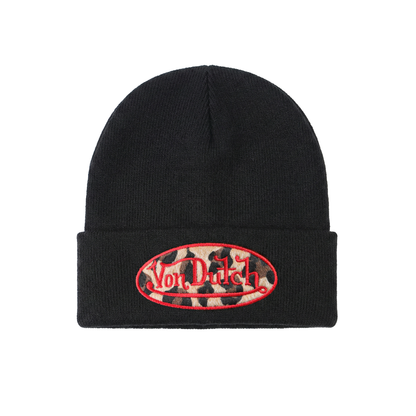 Red Leopard Patch Beanie