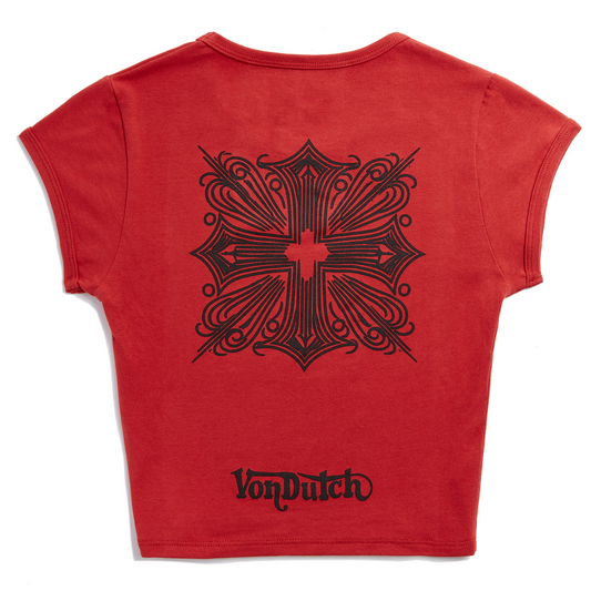 Von Dutch Red and Black Chopper Baby Tee