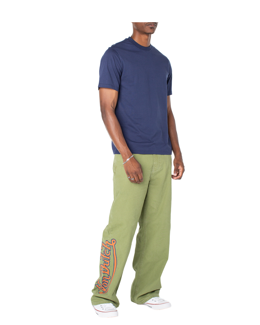 Men's Baggy Contrast Graphic Patch Straight Reaper Pant - Olive — image 2