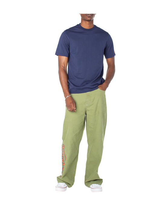 Men's Baggy Contrast Graphic Patch Straight Reaper Pant - Olive