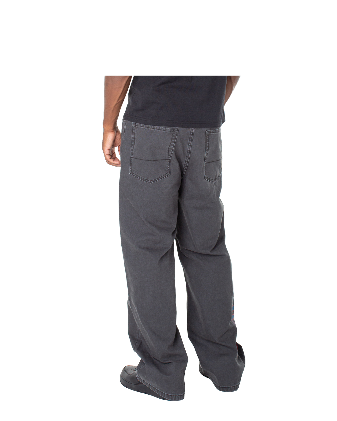 Men's Baggy Contrast Graphic Patch Straight Reaper Pant - Black