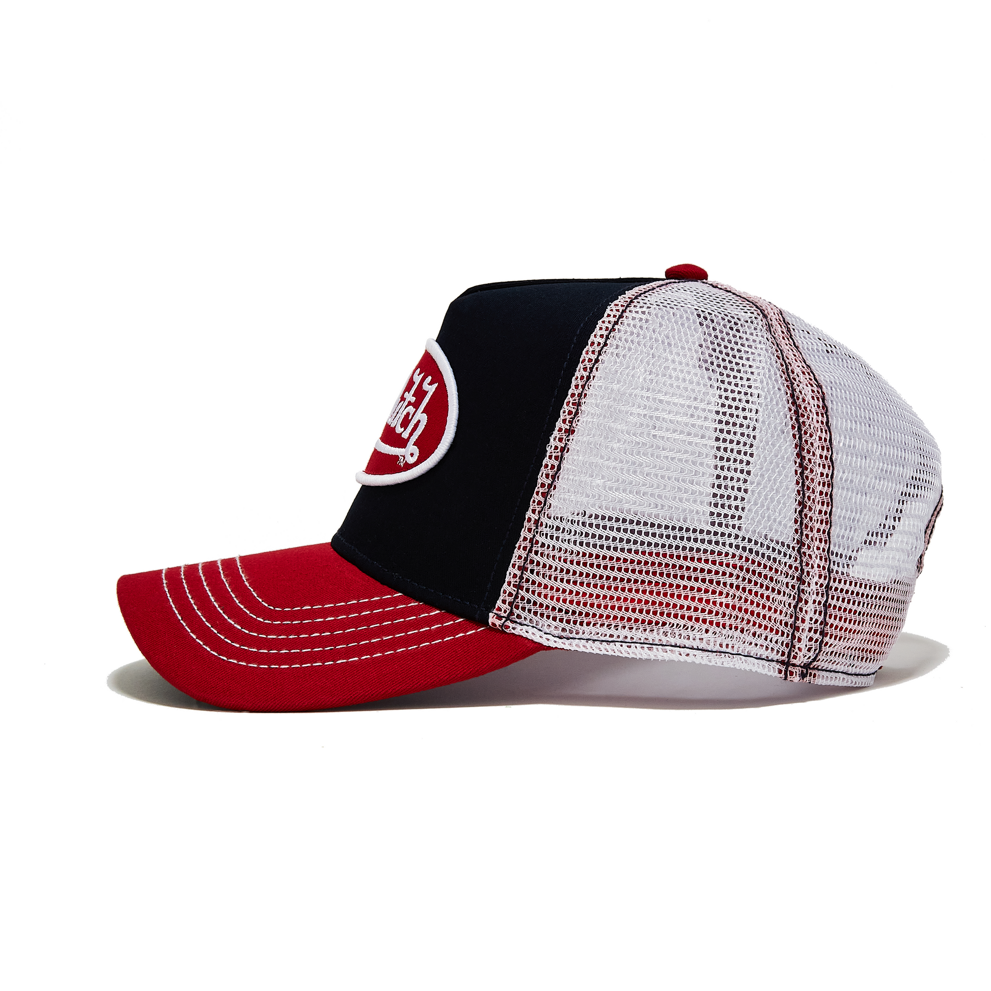 Navy with Red Trucker