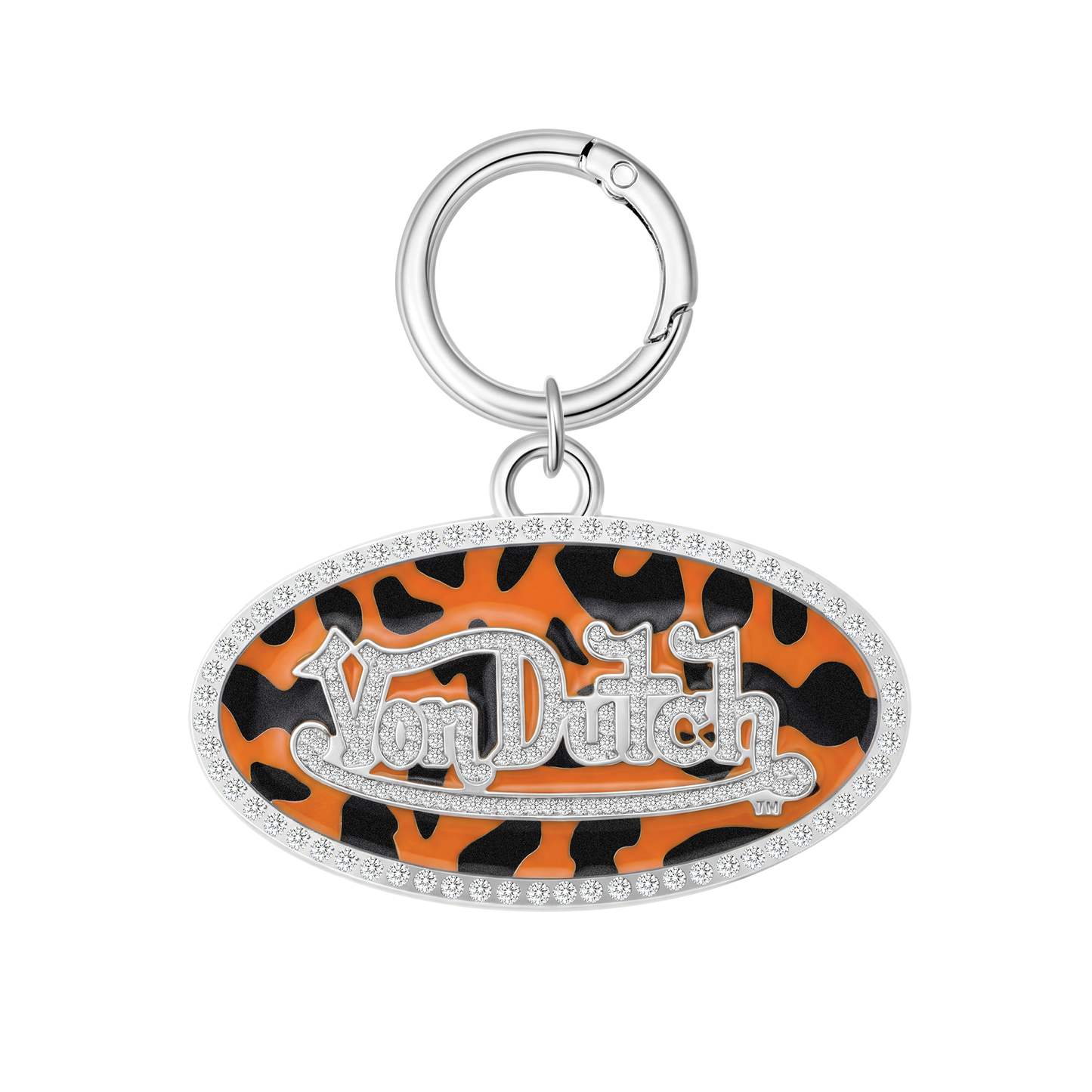 OVAL CHARM KEYCHAIN - ORANGE CAMO