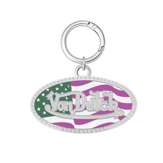 OVAL CHARM KEYCHAIN - PINK USA