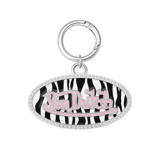 OVAL CHARM KEYCHAIN - ZEBRA