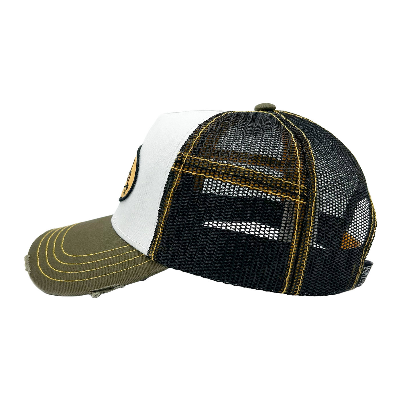 Von Dutch Olive & Yellow Classic Distressed Trucker Hat