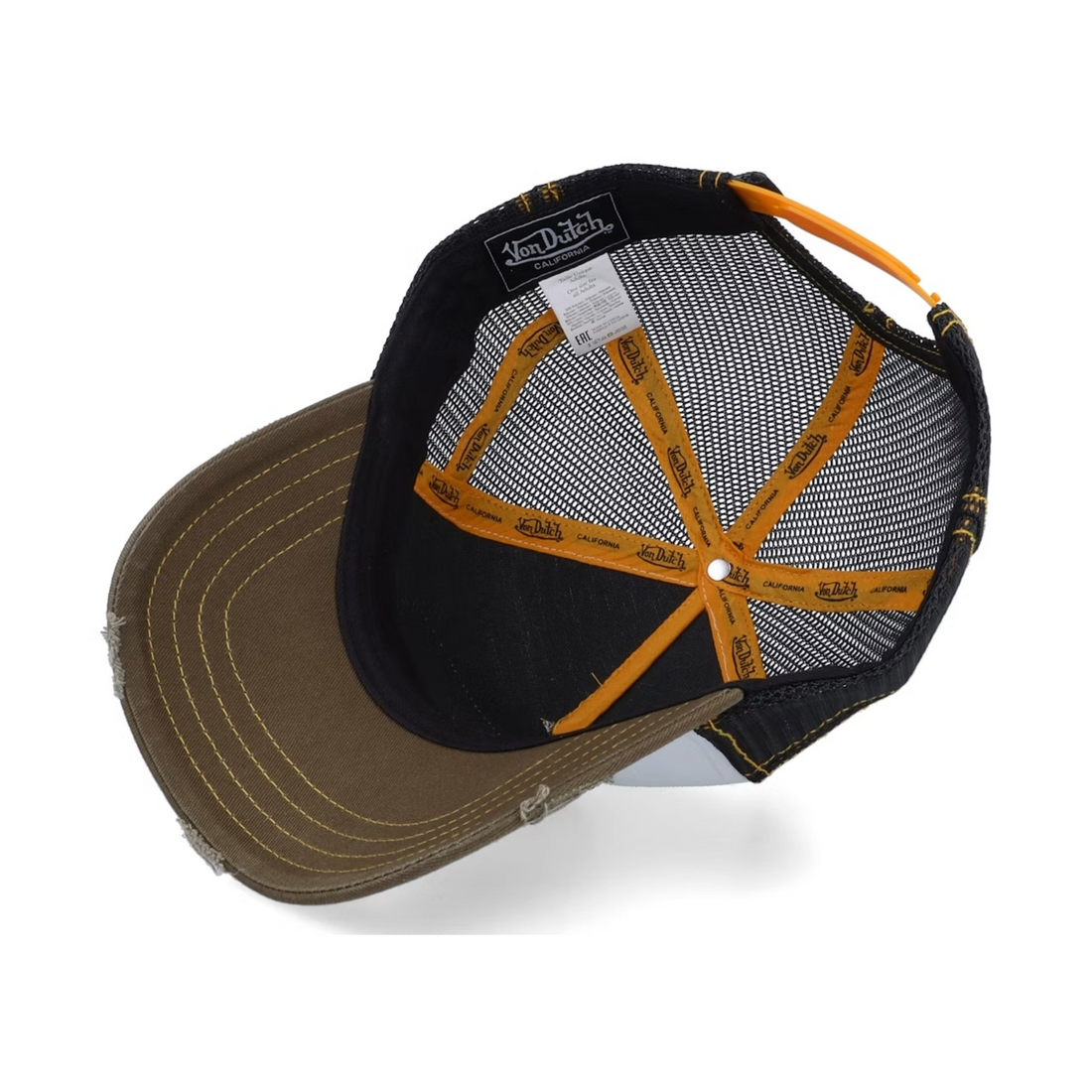 Von Dutch Olive & Yellow Classic Distressed Trucker Hat
